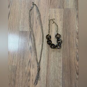 Lot of 2 Gold Colored Necklaces